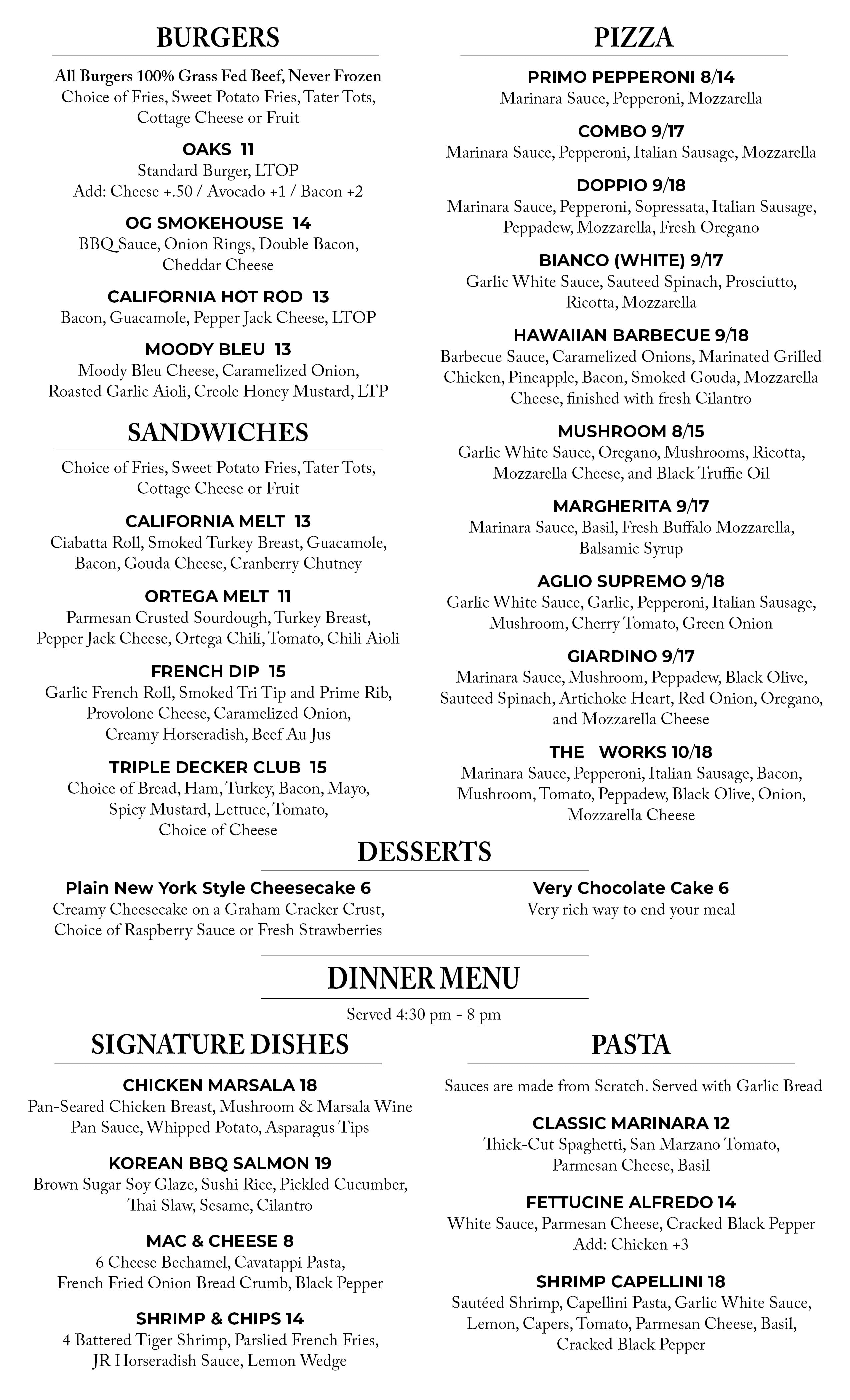 Menu TakeOut Dec 8 2020